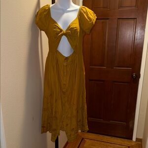 Zara Front Tie Open Front Boho Lace Accent Short Sleeves Dress Women’s Size L